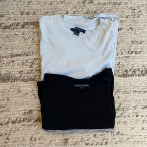 French Connection Puff Sleeve Tee Bundle – Black & Soft Blue – M/L